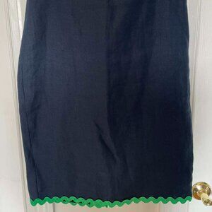J Crew linen pencil skirt with green bric-a-brac
